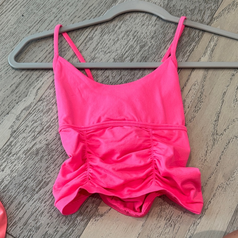FreePeople Pink Ruched Tank Top with built-in bra!